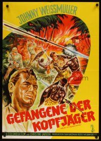 8t292 VALLEY OF HEAD HUNTERS German '54 Dill art of Johnny Weismuller as Jungle Jim!