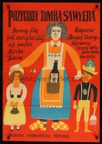 8t064 ADVENTURES OF TOM SAWYER Polish 23x33 '59 Stachurski art of Mark Twain's classic characters!