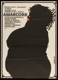 8t066 AMARCORD Polish 23x33 '75 Jakub Erol art from Federico Fellini classic comedy!