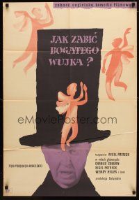 8t085 HOW TO MURDER A RICH UNCLE Polish 23x33 '59 Werka art of Charles Coburn in hat & w/angels!
