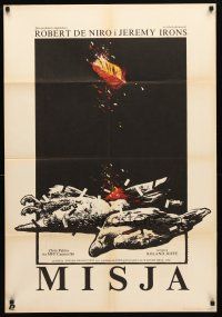 8t121 MISSION Polish 27x38 '87 Robert De Niro, Jeremy Irons, Dybowski art of dead birds!