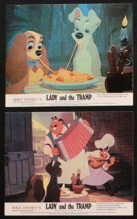 8w641 LADY & THE TRAMP 8 color English FOH LCs R80s Walt Disney romantic canine dog classic cartoon!