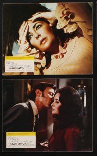 8w691 NIGHT WATCH 8 color English FOH LCs '73 Elizabeth Taylor, Laurence Harvey, English horror!