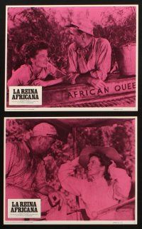 8w554 AFRICAN QUEEN 8 Spanish/U.S. 8x10 mini LCs R75 cool images of Humphrey Bogart & Katharine Hepburn!