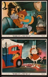 8w698 NINE LIVES OF FRITZ THE CAT 8 8x10 mini LCs '74 AIP, Robert Crumb, great feline cartoon images