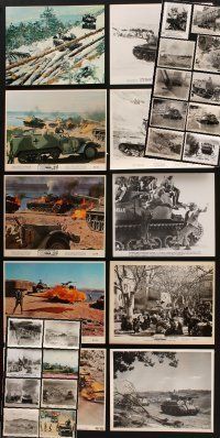 8x144 LOT OF 28 8X10 STILLS WITH IMAGES OF TANKS '50s-90s cool war scenes, some in color!