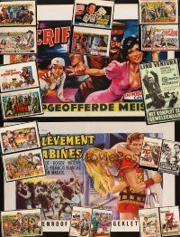 8x263 LOT OF 20 FORMERLY FOLDED & UNFOLDED DUTCH & BELGIAN POSTERS OF EUROPEAN ACTION MOVIES '60s