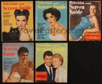 8x104 LOT OF 5 TELEVISION & SCREEN GUIDE MAGAZINES '50s Liz Taylor, Jane Russell, Tony Curtis
