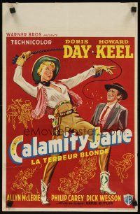 8y028 CALAMITY JANE Belgian '55 Howard Keel, art of pretty cowgirl Doris Day in title role!