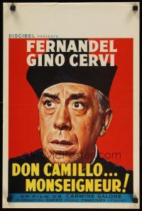8y059 DON CAMILLO: MONSIGNOR Belgian '61 huge close-up artwork of Fernandel in title role!
