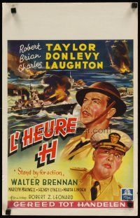 8y187 STAND BY FOR ACTION Belgian '43 art of Navy sailors Robert Taylor, Laughton & Donlevy!