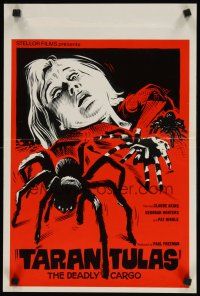 8y197 TARANTULAS: THE DEADLY CARGO Belgian '77 Claude Akins, super-creepy art of hairy spiders!