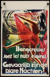 8y223 WITCH Belgian '52 art of sexy naked woman dancing in moonlight, Finnish horror!
