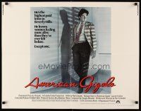 8y504 AMERICAN GIGOLO int'l 1/2sh '80 handsome male prostitute Richard Gere is framed for murder!