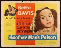8y508 ANOTHER MAN'S POISON style B 1/2sh '52 art of sexy Bette Davis, world's 1st lady of the screen