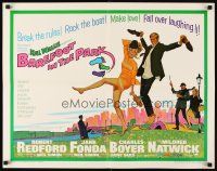 8y516 BAREFOOT IN THE PARK 1/2sh '67 artwork of frollicking Robert Redford & sexy Jane Fonda!
