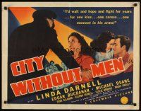 8y563 CITY WITHOUT MEN 1/2sh '42 sexy young Linda Darnell helps her man who is imprisoned!