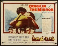 8y572 CRACK IN THE MIRROR 1/2sh '60 Orson Welles, Bradford Dillman, Juliette Greco,all in dual roles