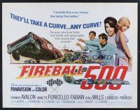 8y624 FIREBALL 500 1/2sh '66 Frankie Avalon & sexy Annette Funicello, cool stock car racing art!