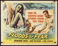 8y626 FLOODS OF FEAR 1/2sh '59 art of barechested Howard Keel fighting & sexy Anne Heywood!