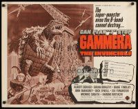 8y635 GAMMERA THE INVINCIBLE 1/2sh '66 great artwork of the rubbery monster destroying city!
