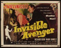 8y684 INVISIBLE AVENGER 1/2sh '58 the unseen Shadow Man, cool chilling horror artwork!