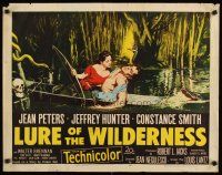 8y716 LURE OF THE WILDERNESS 1/2sh '52 sexy Jean Peters holding wounded Jeff Hunter in swamp!