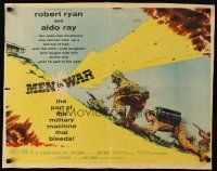 8y726 MEN IN WAR style B 1/2sh '57 art of Robert Ryan pointing gun at Aldo Ray, Korea War!