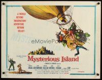 8y739 MYSTERIOUS ISLAND 1/2sh '61 Ray Harryhausen, Jules Verne sci-fi, cool hot-air balloon art!