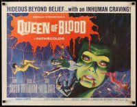 8y781 QUEEN OF BLOOD 1/2sh '66 Basil Rathbone, cool art of female monster & victims in her web!