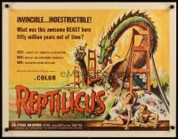 8y795 REPTILICUS 1/2sh '62 indestructible 50 million year-old giant lizard destroys bridge!