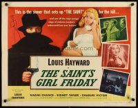 8y814 SAINT'S GIRL FRIDAY style A 1/2sh '54 blondes and bullets can't stop Louis Hayward!