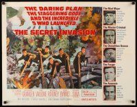 8y823 SECRET INVASION 1/2sh '64 Stewart Granger, Raf Vallone, Mickey Rooney, Terpning WWII art!