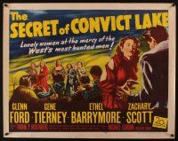 8y824 SECRET OF CONVICT LAKE 1/2sh '51 Gene Tierney is a lonely woman at the mercy of hunted men!