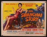 8y828 SHANGHAI STORY 1/2sh '54 sexy smoking Ruth Roman's arms invite Edmond O'Brien to murder!