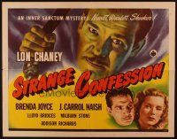8y855 STRANGE CONFESSION 1/2sh '45 Lon Chaney Jr. in a weird shocking Inner Sanctum mystery!