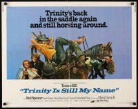 8y891 TRINITY IS STILL MY NAME 1/2sh '72 wacky art of cowboy Terence Hill relaxing on horse!