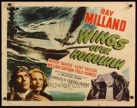8y916 WINGS OVER HONOLULU green title 1/2sh R48 pilot Ray Milland & Wendy Barrie, cool art!