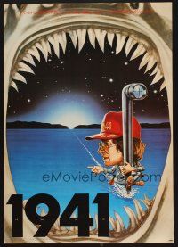8y230 1941 teaser Japanese '79 wacky art of Steven Spielberg w/periscope & Jaws shark teeth!