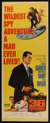 8z013 36 HOURS insert '65 James Garner with gun, sexy Eva Marie Saint, Rod Taylor