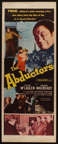 8z022 ABDUCTORS insert '57 Victor McLaglen, George Macready, history's most amazing crime plot!