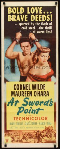 8z055 AT SWORD'S POINT insert '52 barechested Cornel Wilde in chains, pretty Maureen O'Hara!