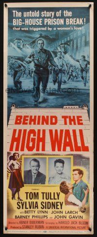 8z077 BEHIND THE HIGH WALL insert '56 Tom Tully, Sylvia Sidney, big house prison break art!