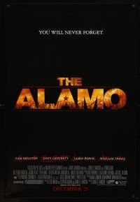 9a024 ALAMO advance 1sh '04 Billy Bob Thornton as Davy Crockett, Dennis Quaid, Texas history!