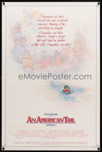 9a038 AMERICAN TAIL style B 1sh '86 Steven Spielberg, Don Bluth, art of Fievel the mouse by Drew!