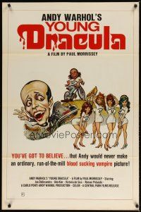 9a041 ANDY WARHOL'S DRACULA 1sh R76 different cartoon art of Young Dracula Udo Kier & sexy girls!