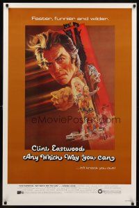 9a045 ANY WHICH WAY YOU CAN 1sh '80 cool artwork of Clint Eastwood by Bob Peak!