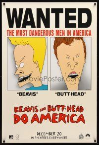 9a074 BEAVIS & BUTT-HEAD DO AMERICA teaser 1sh '96 Mike Judge, most dangerous men in America!