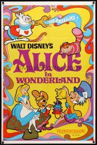 9b024 ALICE IN WONDERLAND 1sh R74 Walt Disney, Lewis Carroll classic, cool psychedelic art!