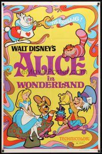 9b025 ALICE IN WONDERLAND 1sh R81 Walt Disney Lewis Carroll classic, cool psychedelic art!